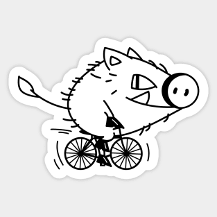 Funny boar rides a bicycle Sticker